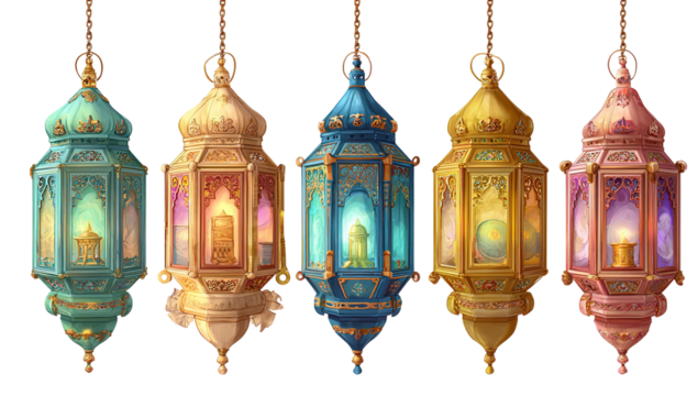 Musllim Traditional ornate oriental lantern with bokeh blur background Ai generated image