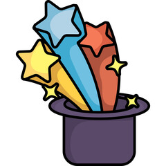 Magical Hat Emitting Colorful Stars In A Celebration Of Wonder And Fantasy In A Vibrant Display Of Light And Joy With A Transparent Background