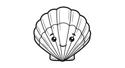 Adorable seashell character with a cheerful expression perfect for children's illustrations or