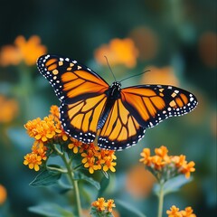 Fototapeta premium A powerfully designed monarch built for migration pauses on a mi high resolution for isolate image