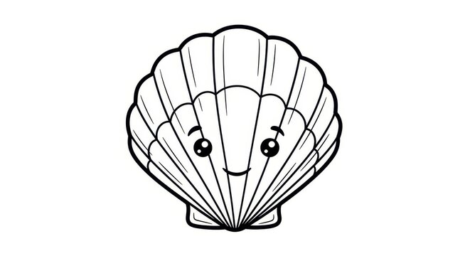 Adorable seashell character with a cheerful expression perfect for children's illustrations or