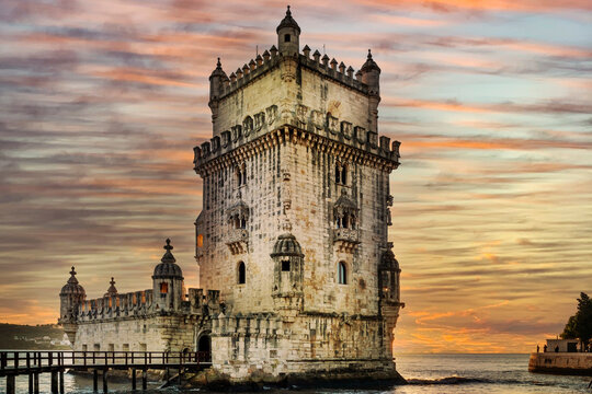 2023, Lisbon, Portugal. Belem Tower, a medieval fortress perched on the Tejo (Tagus) River. A UNESCO World Heritage Site, symbol of Portugal&rsquo;s maritime heritage, dating back to the early 16th century.