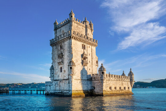 2023, Lisbon, Portugal. Belem Tower, a medieval fortress perched on the Tejo (Tagus) River. A UNESCO World Heritage Site, symbol of Portugal&rsquo;s maritime heritage, dating back to the early 16th century.