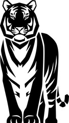 Obraz premium Realistic Amur tigers 🐯 in pose. The tiger stands, lies, walks, hunts. Animals of Asia. Panthera tigris. Big cats. Predatory mammals, an extinct animal vector on white background 