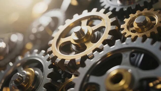 Closeup of interlocking gears