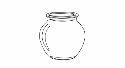 Simple Line Drawing of a Classic Ceramic Vase with Handle.