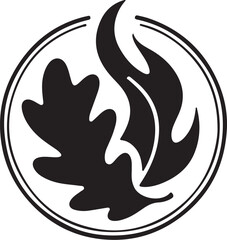 Oak leaf and flame logo