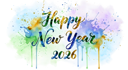 New year 2026 isolated on transparent background