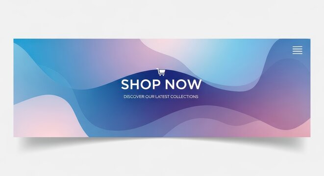 Gradient abstract banner design promoting an immediate online purchase opportunity
