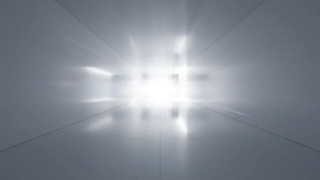 Abstract futuristic tunnel perspective with bright light at the end, symbolizing hope, progress, and new beginnings with a clean, minimalist design