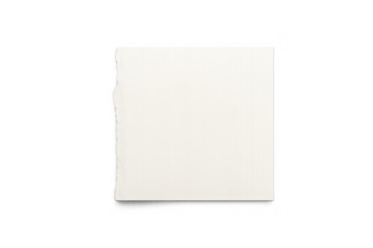 Blank white paper square with a torn left edge, providing space for text or design, on a transparent background - Powered by Adobe