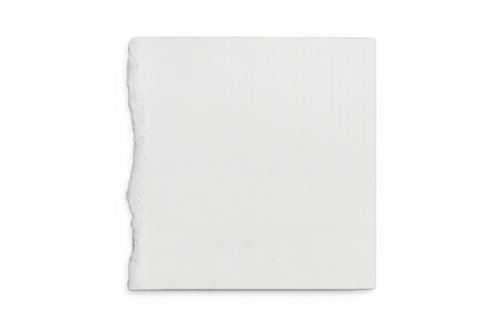 Torn piece of white paper with ripped edges, blank texture overlay, suitable for notes or copy space on transparent background - Powered by Adobe