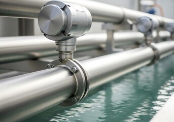 Efficient Wastewater Treatment Plant Management System Industrial Facility Infrastructure Clean Water Environment Close-up View Sustainability Focus
