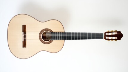 Fototapeta premium chords. An acoustic guitar displayed on a clean white background under professional studio lighting. tutorial guides, club newsletters, designed for tourism and weekend activity guides. 