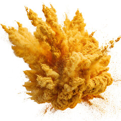 Dramatic Yellow Powder Explosion Against Creating Abstract Shapes and Dynamic Texture Ideal for Creative Visuals