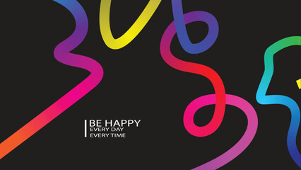 Obraz premium A vibrant abstract design with colorful wavy lines on a black background, featuring an inspirational message 