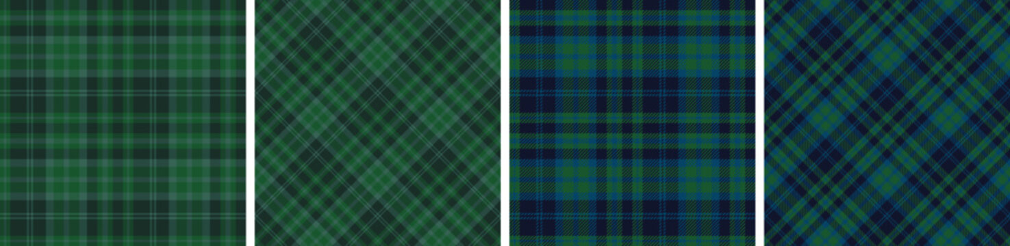 flannel pattern set.checkered fabric texture background.
