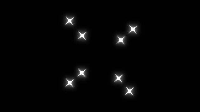 Twinkle light stars sparkle,doodles style stars blinking, white cartoon, flat, vector,Twinkle star glitter sparkle,Twinkling star motion graphics with black screen background.4K