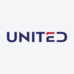 United Text Design, creative modern minimal united text, text and word mark united logo design service, colorful and elegant united