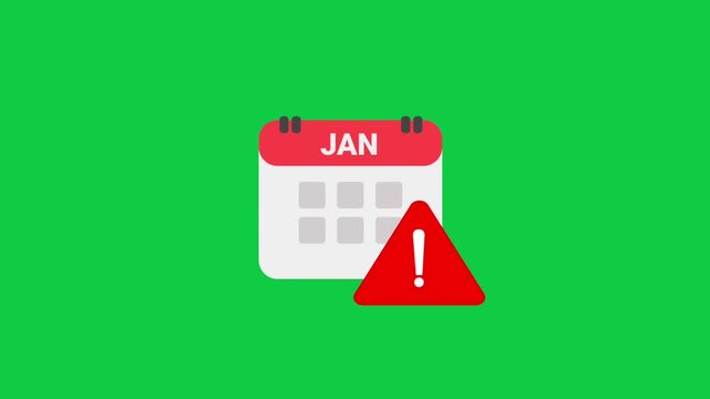 calendar and warning symbol on a green background, representing reminder, time and planning.
