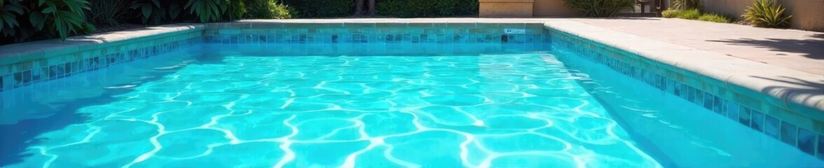 Obraz premium Inviting blue swimming pool shimmering under the summer sun, ready for a refreshing dip Perfect for summer vacation themes and relaxation imagery , resort, water