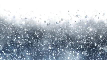 Falling Snow and Snowflakes Overlay on  White Background