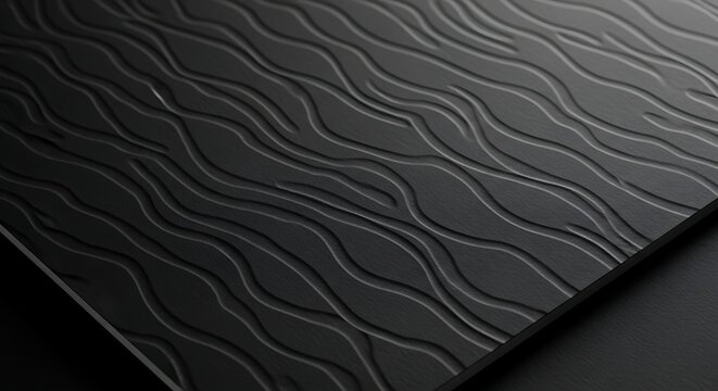 Embossed Black Wavy Texture Background abstract wave - Powered by Adobe