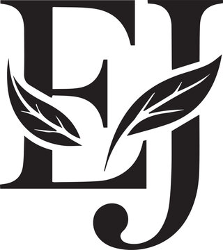 Ej monogram with leaves logo
