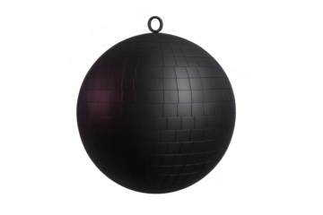 Black disco ball style sphere hanging, party decoration element, dark event atmosphere 3d rendering