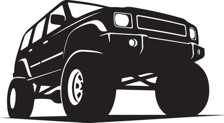 Off-Road SUV Illustration in Black and White
4x4 Truck Vector Art with Big Tires
Rugged Off-Road Vehicle Graphic Design