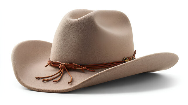 Isolated Classic Tan Cowboy Hat with Leather Band