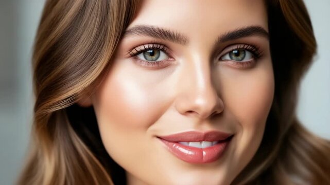 Close up portrait of a young woman with radiant skin and luscious lips