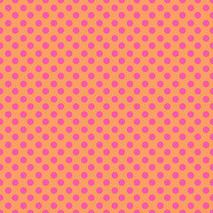 Pink Polka Dots on Orange Seamless Repeat