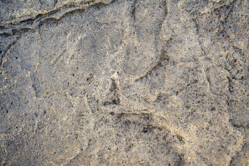 Close-up of a rough, weathered stone surface with natural cracks and grain patterns. Neutral, high-detail texture ideal for backgrounds, design projects, and architectural or geological uses.