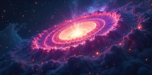 Enigmatic swirling nebulae in deep space, cosmic dust and stardust illuminating the vast expanse A mystical, ethereal scene perfect for fantasy or sci-fi projects , interstellar, night sky