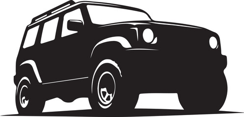 Off-Road SUV Illustration in Black and White
4x4 Truck Vector Art with Big Tires
Rugged Off-Road Vehicle Graphic Design