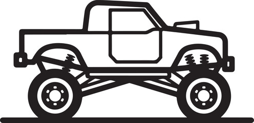Off-Road SUV Illustration in Black and White
4x4 Truck Vector Art with Big Tires
Rugged Off-Road Vehicle Graphic Design