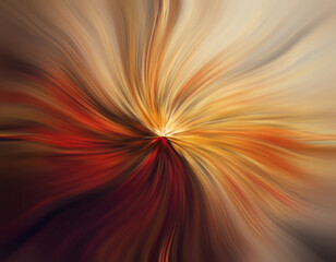 Energetic abstract art featuring a radiant swirl of vibrant warm color light illustration