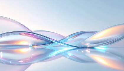 Abstract futuristic background with elegant flowing crystal waves and soft glowing light