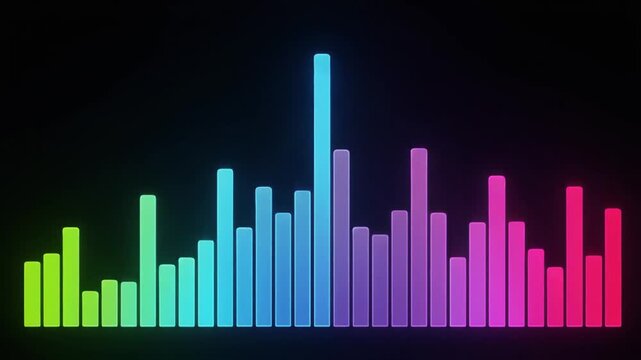 Colorful Sound Waveform Equalizer Bars on Black Background