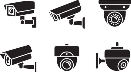 set of Security camera vector silhouette illustration