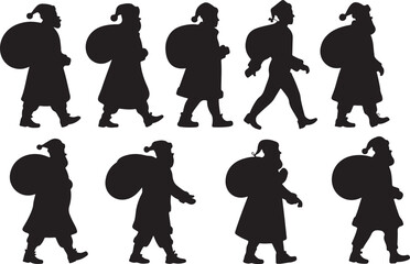 Santa with Gift Bag Silhouette Pack – Christmas Santa