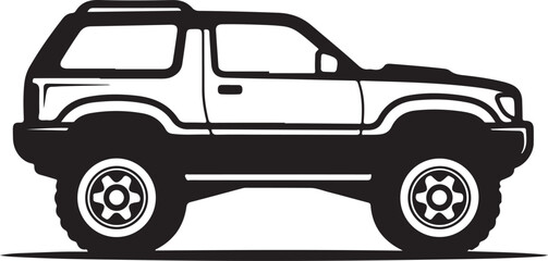 Off-Road SUV Illustration in Black and White
4x4 Truck Vector Art with Big Tires
Rugged Off-Road Vehicle Graphic Design