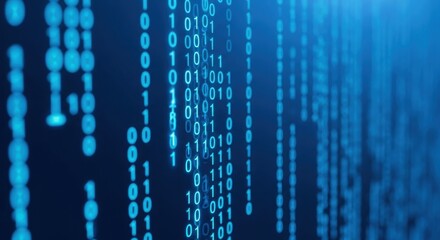 Binary code rain effect digital technology concept visual representation programming background