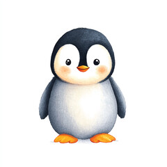 Fototapeta premium Cute Cartoon Penguin Watercolor Illustration