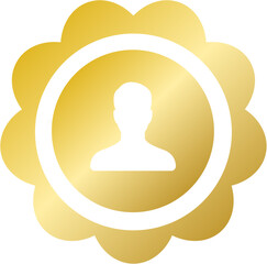 Golden wavy user profile badge element for New Year holiday sale