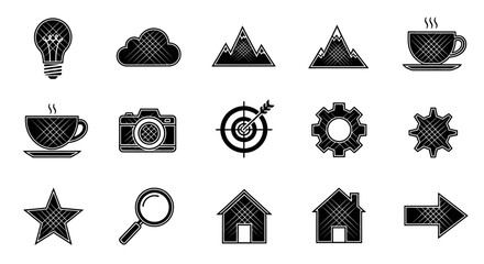 Versatile collection of modern icons for business, creativity, and lifestyle concepts, perfect for digital and print design projects