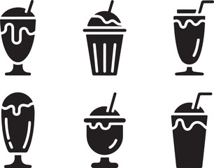 Milkshake icon vector silhouette illustration isolated on white background 
