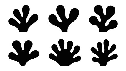 Fototapeta premium Six black organic shapes isolated on white background