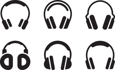 Headphones icon vector silhouette illustration isolated on white background 